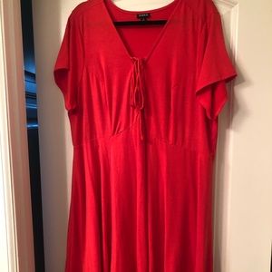Torrid Bright Coral laced up front dress